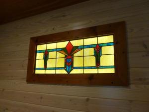 Backlit prairie style stained glass panel